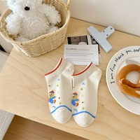 Chaussettes basses invisibles pour femmes, fines et mignonnes, style clown, à bout ouvert, en coton, anti-chute