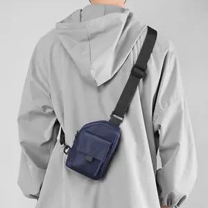 Сумка на одно плечо для мужчин, маленькая Водонепроницаемая Наплечная сумочка-слинг, натуральный черный нейлоновый мешок с регулируемым ремешком, оптовая продажа