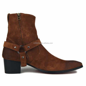 Chaussures habillées unisexes taille 13 pour femmes et hommes, talon bloc cubain, boucle, <span class=keywords><strong>daim</strong></span>, bottes Chelsea en cuir, bottes Chelsea en cuir pour hommes à hauteur de la cheville - Product Image 4