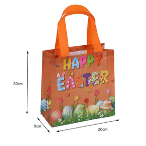Borsa Riutilizzabile in Tessuto Non Tessuto 'Happy Easter' con Manici per Caccia alle Uova, Coniglietto, Carota, Sacchetti Regalo di Pasqua - Product Image 2