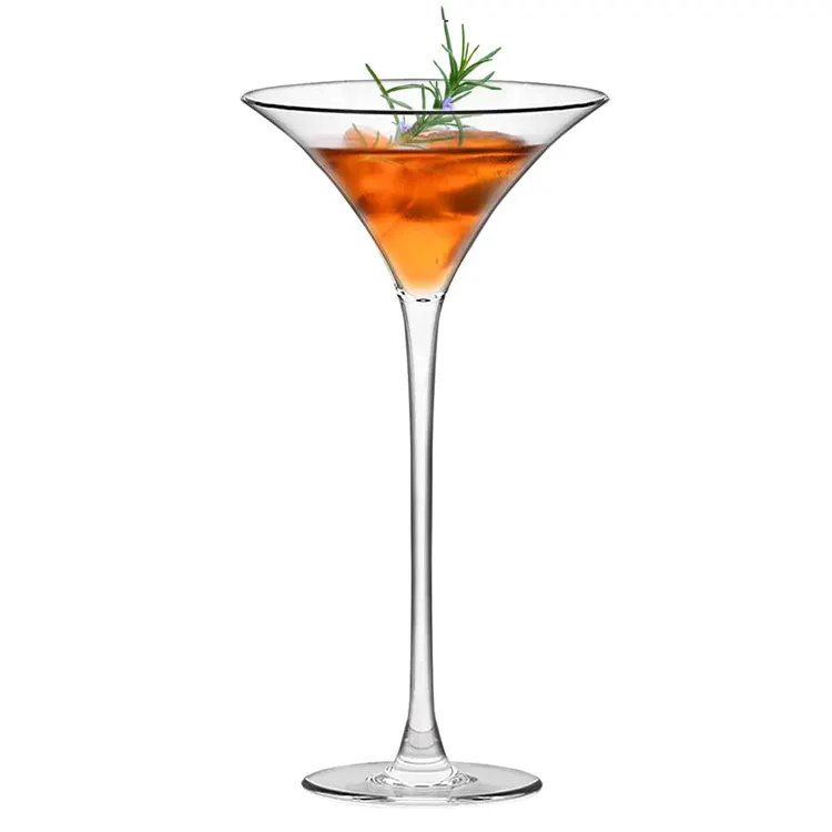 24cm altezza 260ml 9 once all'ingrosso triangolare forma di tromba cristallo gigante stelo lungo Martini bicchieri da Cocktail per Bar