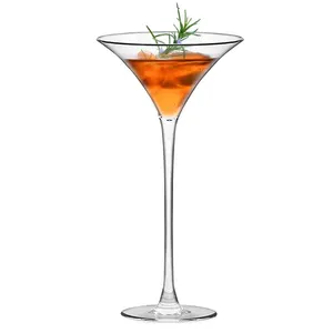 24cm Height 260ml 9oz Wholesale Triangular Trumpet Shape Crystal Giant Long Stem Martini Cocktail Glasses for Bar