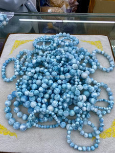 Pulseras de Moda con Cuentas de Larimar Premium Chili, Piedras Preciosas Sueltas del Mar Caribe, Varios Tamaños, MOQ Bajo - Product Image 1