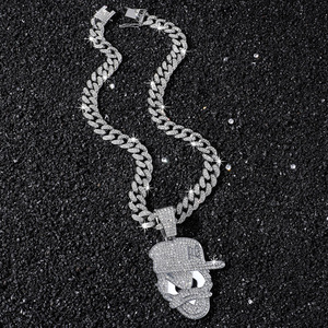 Kalung Rantai Kuba Kristal Penuh Berkilau untuk Pria, Liontin Bebek Kartun, Kalung Hip Hop - Product Image 4