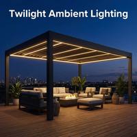 Pérgola Inteligente con Persianas Ajustables, Sensor Automático de Lluvia y Ventanas con Persianas para Privacidad, Ideal para Patios, Gazebos y Villas de Lujo