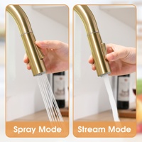 Robinet de cuisine de luxe moderne en or brossé à commande par capteur, monocommande, avec bec haut de 13,76 pouces, mitigeur de lavabo, cartouche céramique, OEM