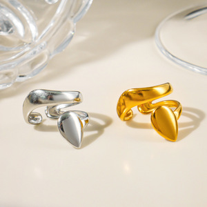 À la mode Double couche en acier inoxydable plaqué sous vide bague bijoux de luxe Design ouvert bague pour femme pour cadeau de fiançailles de mariage - Product Image 1
