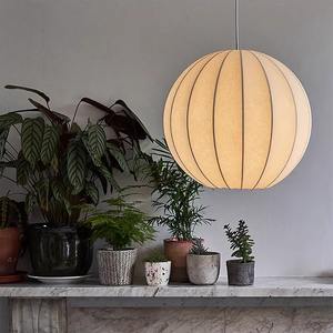 Lampe suspendue ronde de 40 cm en <span class=keywords><strong>tissu</strong></span> de soie artificielle blanche faite à la main, luminaire suspendu pour cuisine, salon, chambre, hôtel - Product Image 3