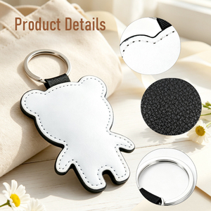 Wholesale Sublimation PU Leather Keychain Blanks DIY Custom Bear Shape Keyring Personalized <b>Keys</b> Organizer for Kid Unisex Gift - Product Image 3