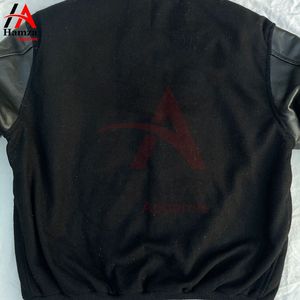 Veste Letterman Varsity à Manches Longues pour Homme, Col Montant, Logo Avant en Toile Rayée Noir Gris-Polyester 300 GSM - Product Image 5