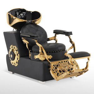 Fauteuil de lavage moderne pour salon de beauté avec bac en céramique, mobilier de luxe pour barbier, fauteuil inclinable pour soins capillaires. - Product Image 3