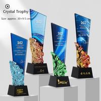 Trofeo de Cristal Ecológico Personalizado con Logotipo Grabado con Láser y Caja de Regalo Roja para Premios Empresariales y Eventos Deportivos