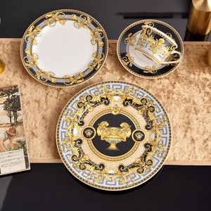 Wholesale European Style 4 PCS Ceramic Dinner Set Custom Decal Porcelain Plate <b>Dinnerware</b> for Household Use - Product Image 3