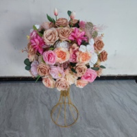 Fabricants de fleurs artificielles en gros, fleurs en soie de haute qualité très vendues, boules de fleurs pour la décoration de table de mariage