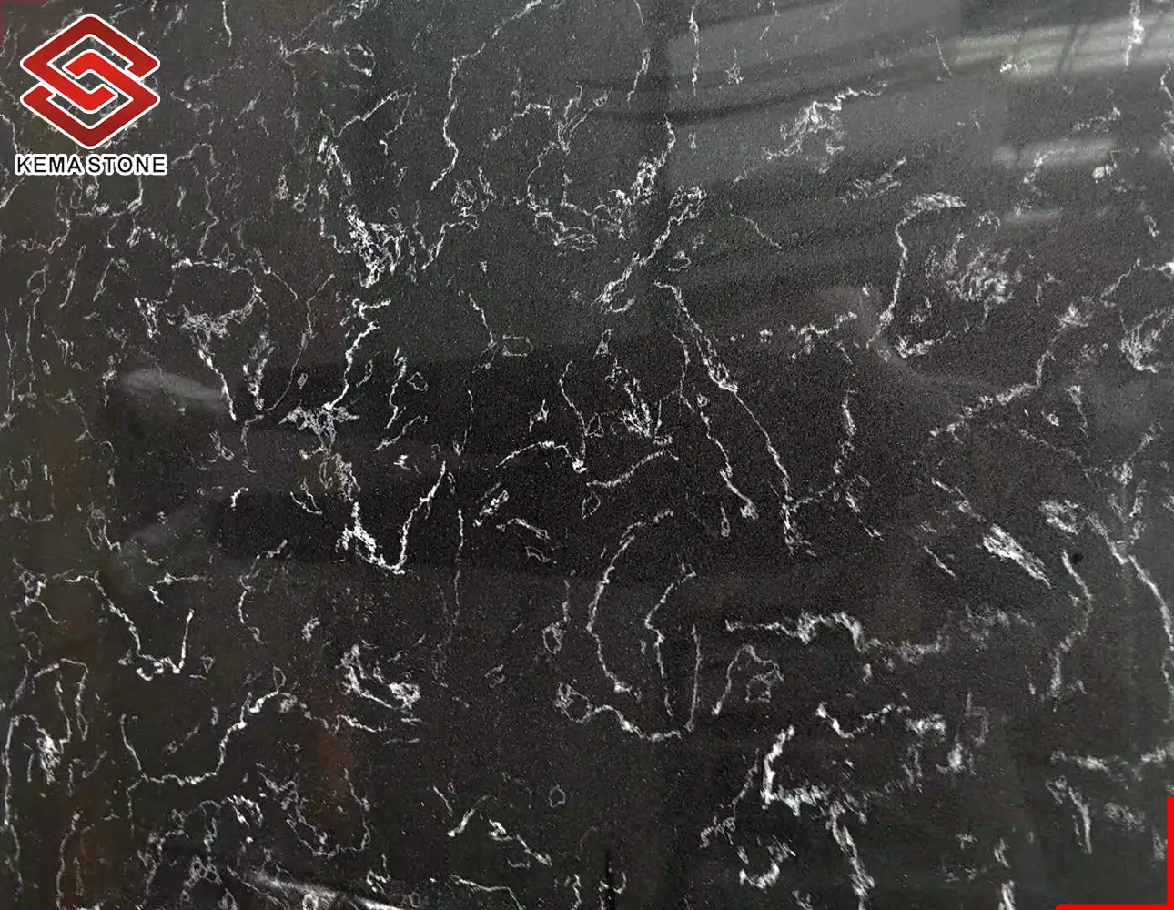 China Nero Kunstmatige Steen Marmer Look Black Carrara Quartz Slab Voor Keuken Aanrecht