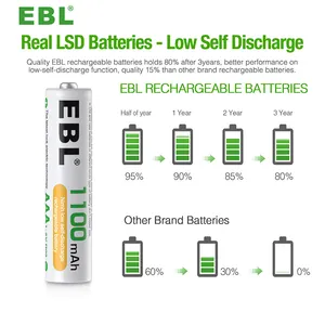 4 шт., высококачественные батарейки EBL 1100 мАч Ni-MH аккумуляторная батарея 1,2 Вольт