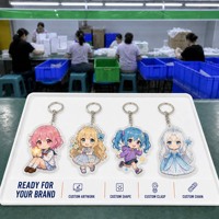 Porte-clés acrylique anime mignon, impression UV couleur intégrale 3mm, anneau de clé séparé, vente en gros, faible MOQ, impression couleur vive