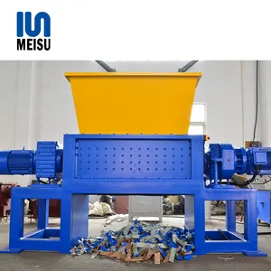 Triturador de metal de eixo duplo, equipamento de trituração de garrafa plástica grande barril azul