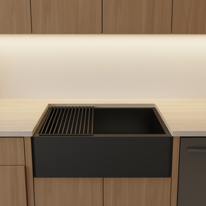 Évier de cuisine encastrable noir gunmetal 28x22, cuve simple rectangulaire, surface mate, facile à nettoyer - Product Image 2