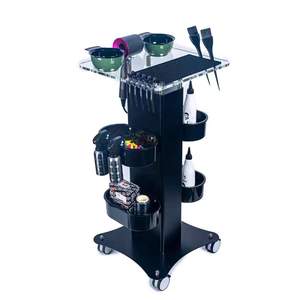 Chariot de rangement pour outils de coiffure et de coloration, avec panneau acrylique, seau de rangement et bol de lissage - Product Image 2