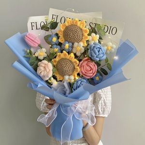 Handmade Cotton Crochet Flowers Large Bouquet for Wedding Valentine's Day <b>Easter</b>-Environment-Friendly Long Lasting <b>Gifts</b> - Product Image 5