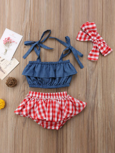 Vêtements pour bébés importés de Chine Ensemble haut et sous-vêtements en jean pour filles - Product Image 2