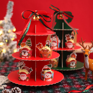 Boîte à cupcakes multi-couches transparente épaissie Happy Tower Support créatif pour la cuisson des desserts Nouvel An Idée cadeau <span class=keywords><strong>de</strong></span> Noël Nourriture - Product Image 3