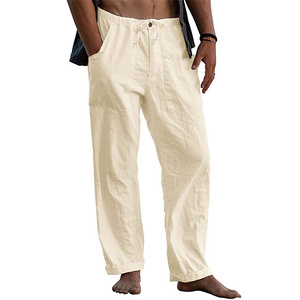 <strong>Men's</strong> Casual <strong>Trousers</strong> Home Pants 2023 New <strong>Man</strong> Cotton <strong>Linen</strong> Large Size <strong>White</strong> Straight <strong>Trousers</strong> Solid Beach Black Fitness Pants - Product Image 4