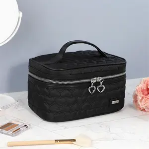 New Original Pvc Nylon polyester hear embossing Customized Designs Hard Cosmetic bag &Case