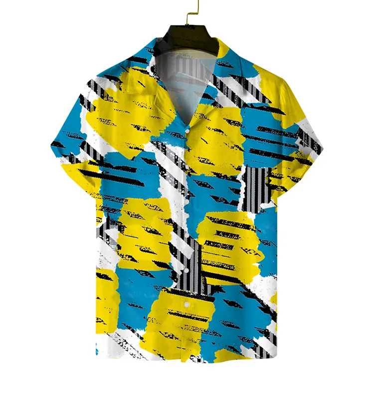 OEM/ODM mens floral shirts hawaiian Beach stylish Oversized Character Full Print Vintage Short Sleeve