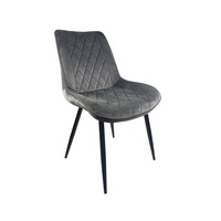 Chaise de salle à manger de luxe pour usage commercial, revêtement en tissu velours, dossier classique à carreaux, avec pieds en métal