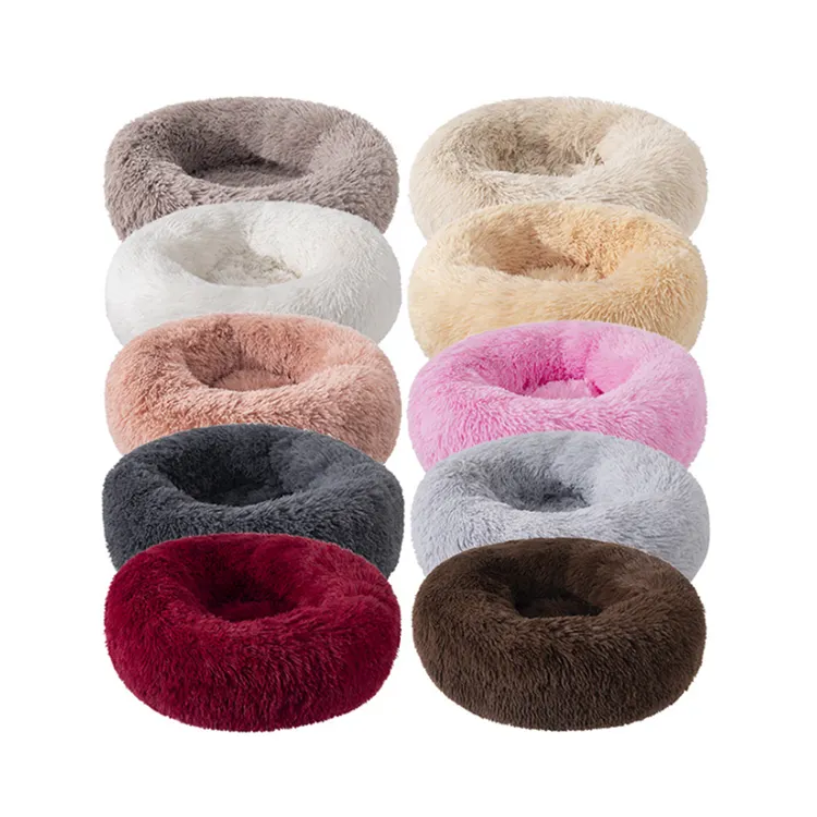 Manufacturer Wholesale Custom Comfortable Luxury Washable Round Ultra Soft Donut Pet Cat Dog Bed
