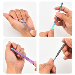 Pousse-cuticules double face en acier inoxydable couleur titane Jany pour le retrait des ongles et le nettoyage des cuticules - Product Image 6