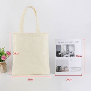 Bolsas de Compras Reutilizables con Logotipo Personalizado al por Mayor, Bolsa de Lona de Algodón Blanca Lisa para Uso Doméstico, OEM Disponible - Product Image 3