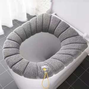 Housse de siège de toilette tricotée pour l'hiver, coussin de siège de toilette chaud et épais, accessoires de salle de bain, housses de toilette lavables - Product Image 1