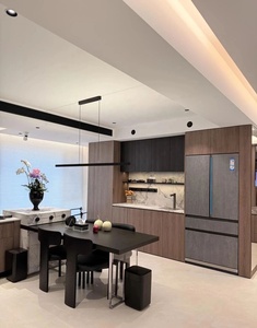 Lemari Samping Restoran Mewah dengan Kulkas Terintegrasi, Laci dan Lemari Atas Berbahan Kayu Matte, Ukuran Dapat Disesuaikan - Product Image 2