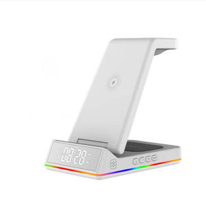5 En 1 RGB <span class=keywords><strong>LED</strong></span> Light Clock Estación de carga inalámbrica magnética plegable para iPhone para <span class=keywords><strong>Samsung</strong></span> OnePlus para AirPods IWatch - Product Image 2