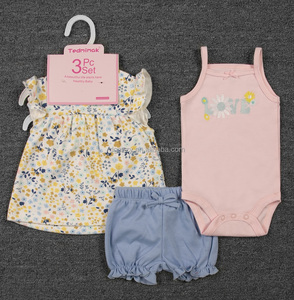 Ingrosso 3 pezzi tutina con stampa carina Set comodo cotone <span class=keywords><strong>per</strong></span> bambini pantaloncini a maniche corte <span class=keywords><strong>per</strong></span> bambine <span class=keywords><strong>vestiti</strong></span> estivi <span class=keywords><strong>per</strong></span> <span class=keywords><strong>neonati</strong></span> - Product Image 3