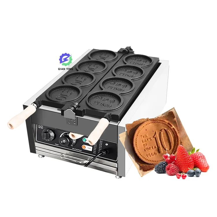 Elétrico personalizado lanche equipamento queijo 8 pcs ouro moeda Waffle Maker