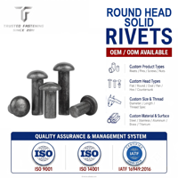 TianFang Rivets Pleins en Fer à Tête Ronde Robustes avec Revêtement Dacromet pour Machines Industrielles, MOQ 100 PCS