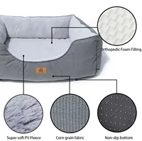 Lit Orthopédique de Luxe pour Grands Chiens, Lit Rectangulaire en Peluche pour Chats, Lavable, Anti-Anxiété, Apaisant, Soulagement Articulaire, Fabricant