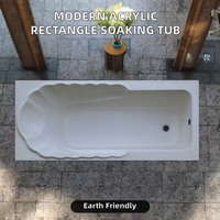 Baignoire à poser rectangulaire en acrylique de style moderne, luxueuse et écologique, avec drain intégré, garantie de 2 ans, pour intérieur