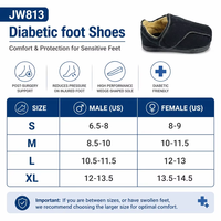 Chaussure de récupération diabétique à bout rond large, doublure douce en peluche, fermetures auto-agrippantes pour fracture métatarsienne et pieds sensibles et enflés
