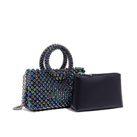 Sac de soirée perlé fait main personnalisé pour femme, avec poignée supérieure et petite pochette, idéal pour les fêtes et mariages