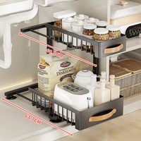Étagère de rangement coulissante à 2 niveaux pour la maison, panier de séchage pour articles divers, unité haute avec tiroir coulissant, organisateur de placard