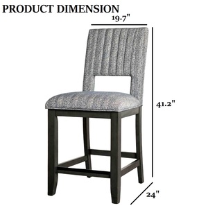 Chaises de salle à manger modernes et convertibles à hauteur de comptoir, 2 pièces, avec assise et dossier rembourrés en tissu, pieds en bois, finition bleu-gris - Product Image 5