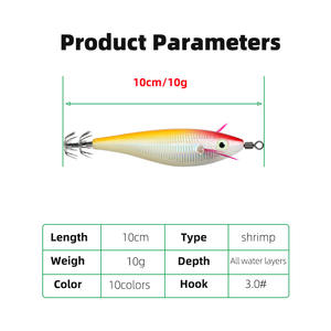 Lichtgevende 10G/10Cm Aas Garnalen Inktvis Haak Plastic Garnalenbodem Vissen Kunstmatig Hard Aas Voor Karper En Snoek Zoetwatervis - Product Image 3