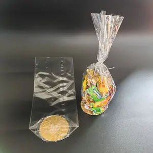 Plat Cadeau Wrap Cellofaan Cello Zakjes Traktatie Zakjes Met Twist Stropdassen Poly Bag Voor Bakkerij Cookie Candy