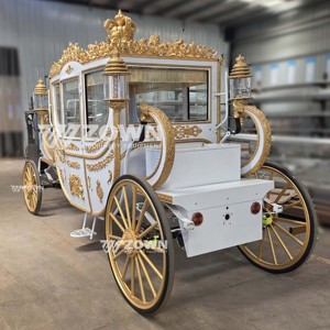 Carruaje eléctrico de lujo blanco estilo real con patrón dorado en relieve para transporte en fiestas de vacaciones en villas y ranchos grandes - Product Image 2