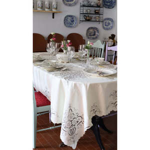 Mantel Étnico de Lino y Algodón Amarillo con Bordado Gris, Estilo Rústico, Decoración de Cocina para Bodas y Uso en Hoteles - Product Image 2